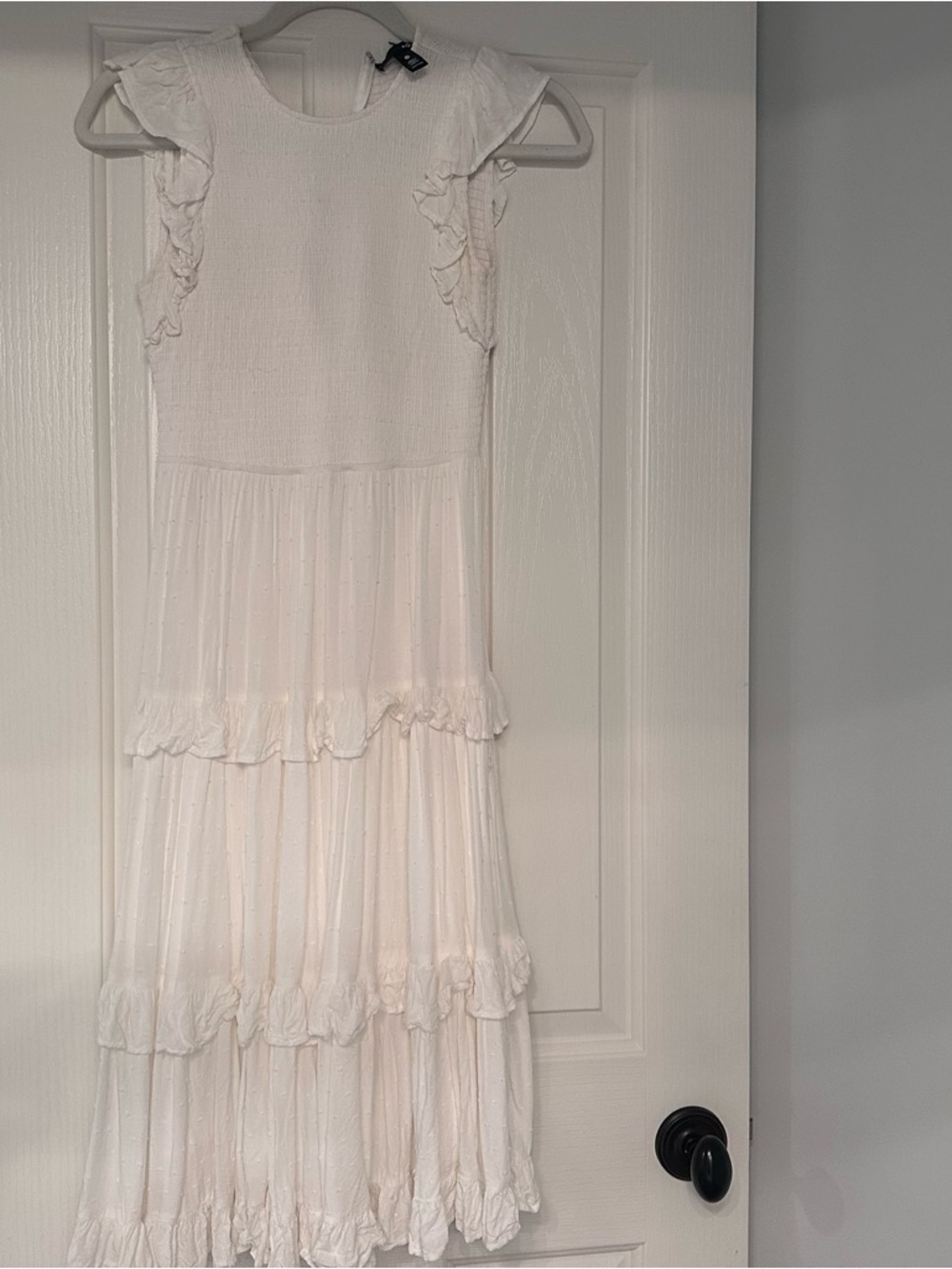 Aqua White Ruffle Maxi Dress